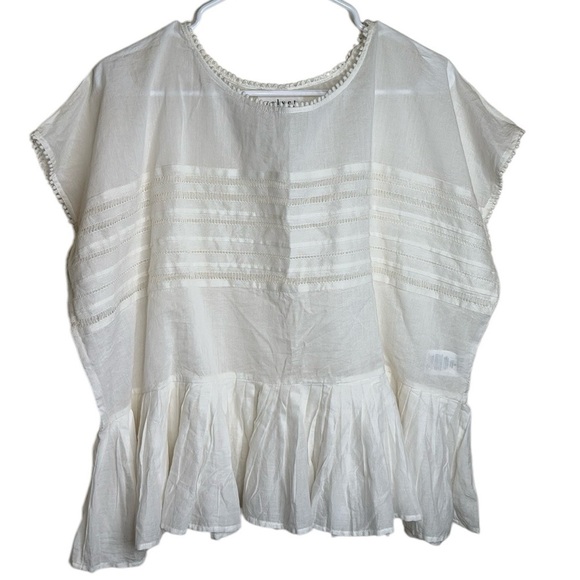 Velvet by Graham & Spencer Tops - NEW Anthropologie Velvet by Graham and Spencer Madi Top WHITE Peplum Cotton